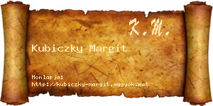 Kubiczky Margit névjegykártya